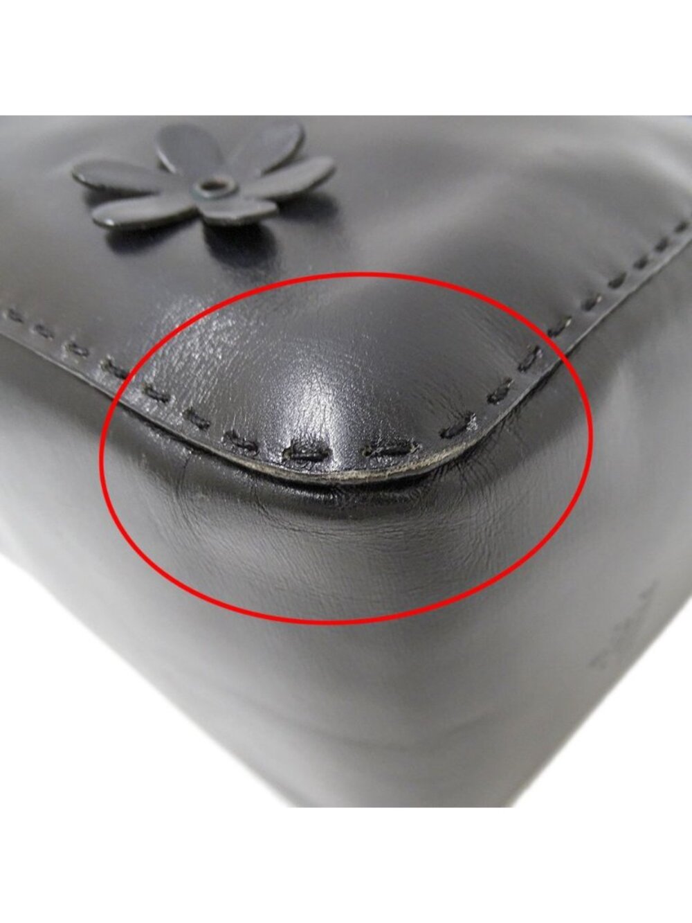 Prada Tote Leather Black Flower - Picture 13 of 13